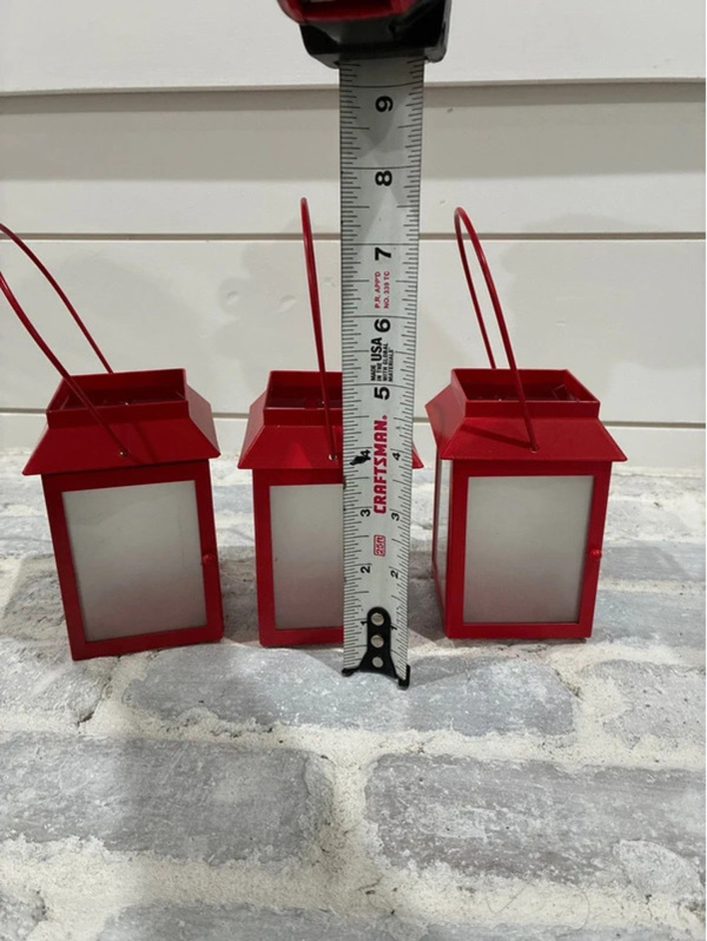 Three metal red lanterns holiday decor